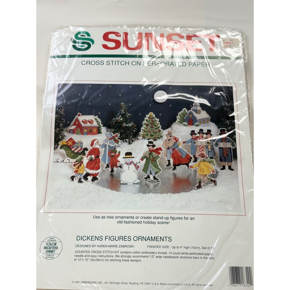 Vintage Sunset Dickens Figures Ornaments Cross Stitch Kit